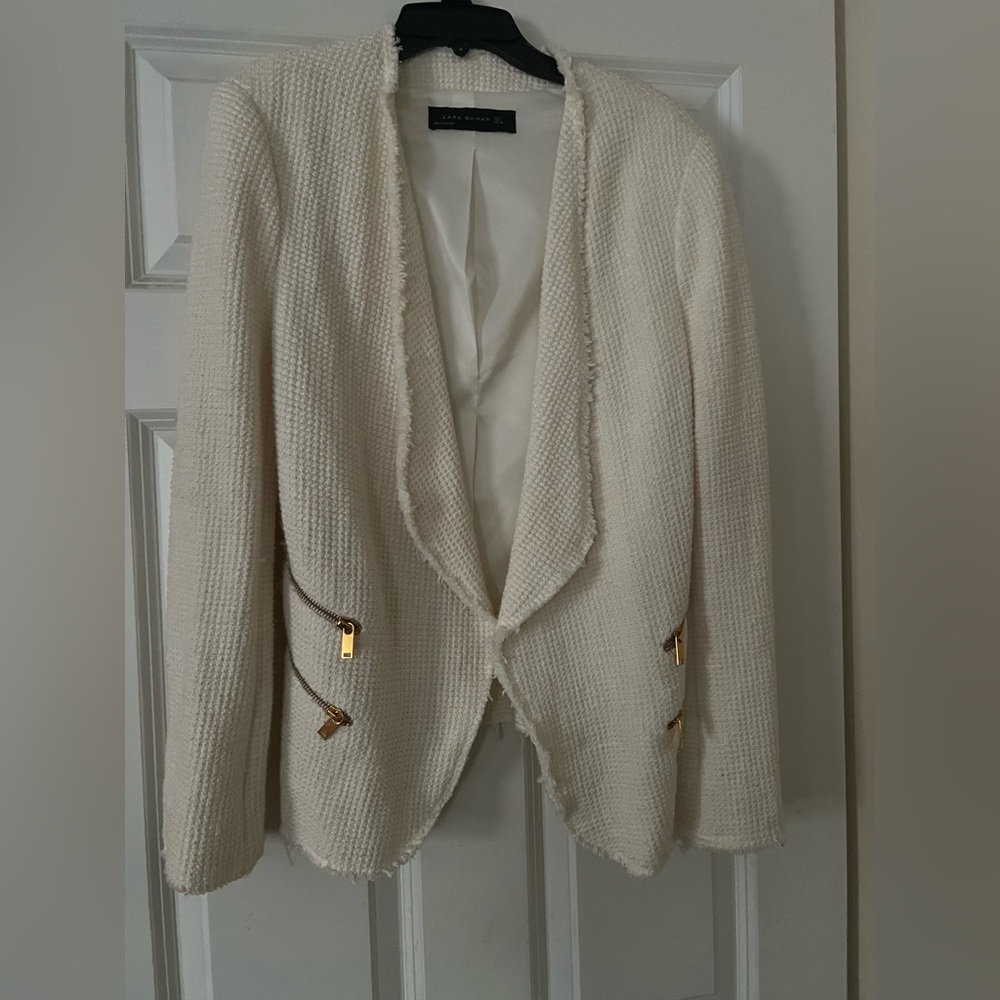 Zara Ivory Blazer with Gold Details